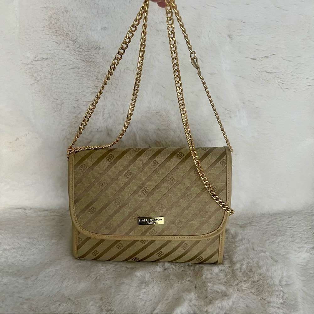 Balenciaga Tan Crossbody Bag with Gold Chain